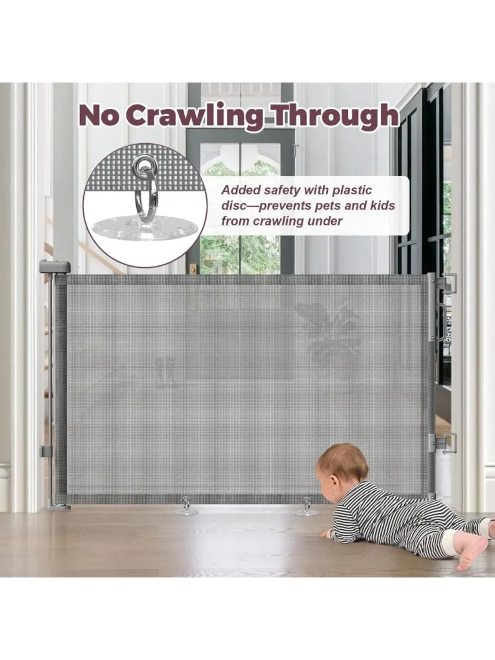 Retractable Baby Gate for Stairs & Doorways | Indoor Outdoor Dog Safety Barrier